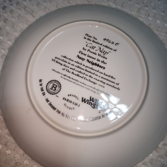 THE BRADFORD EXCHANGE EUC 1994 CAT NAP NOSY NEIGHBOR COLLECTIBLE CAT BIRD PLATE - Picture 2 of 3